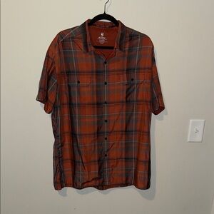 KUHL Response Mens Short Sleeve Button Up Hiking Shirt Red Plaid Athletic XL